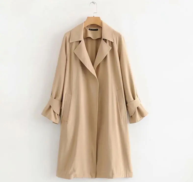 

HCBLESS Women's 2019 autumn new suit collar plus long loose windbreaker classic temperament coat trench coat