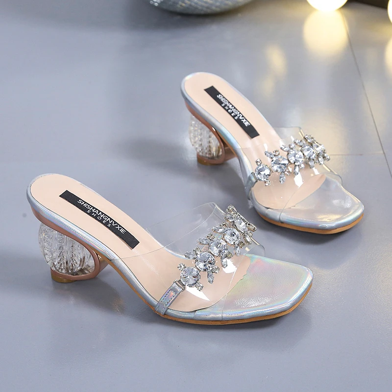 

Женские сандалии с украшением в виде кристаллов туфли с открытым носком на высоком каблуке свадебные туфли с украшением в виде кристаллов п...