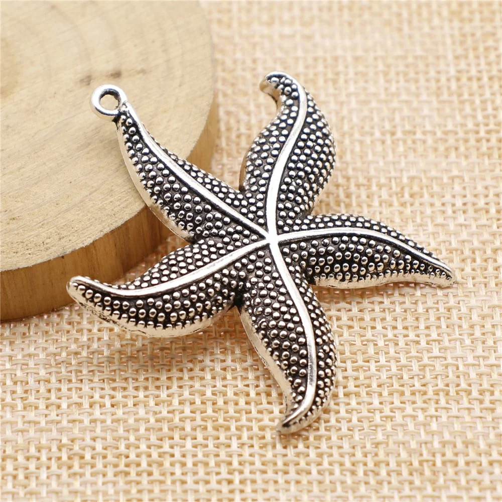 

Charm For Making Jewelry 2pcs 50x43mm Antique Silver Color Starfish Charms