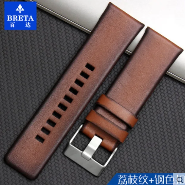 BRETA ремешок для часов кожаный для дизеля для DZ4318 DZ4283 DZ4281 DZ4323 DZ7343 26 мм часы браслет ретро - Цвет ремешка: Style one Silver