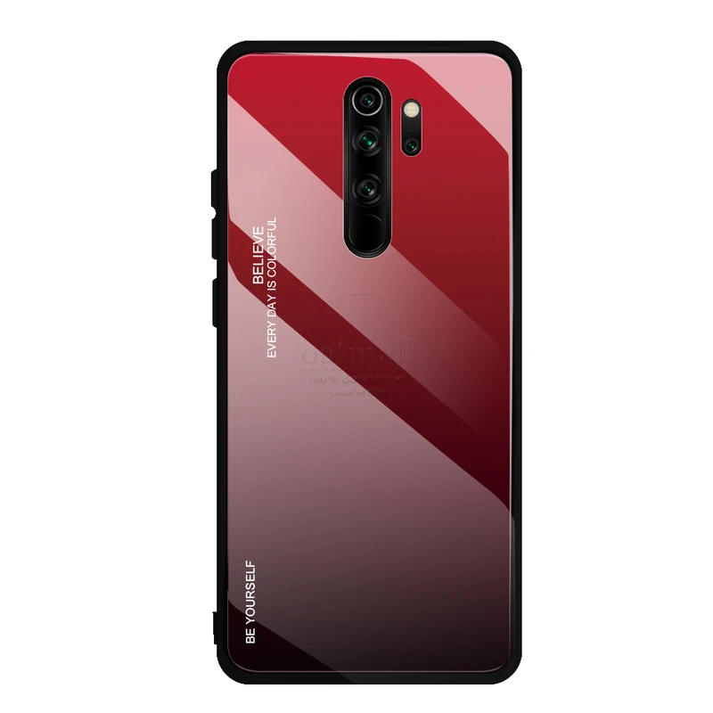 Red Black Блестящая задняя крышка для Xiaomi Redmi Note 8 Pro, чехол из закаленного стекла с градиентом, мягкая форма из ТПУ для Redmi 8 8A, чехол для телефона - Цвет: Red Black