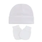 Осенне-зимняя хлопковая шапка для маленьких мальчиков и девочек; Комплект из 2 предметов; Однотонная шапка унисекс для новорожденных; Младенческая шапочка; Перчатки