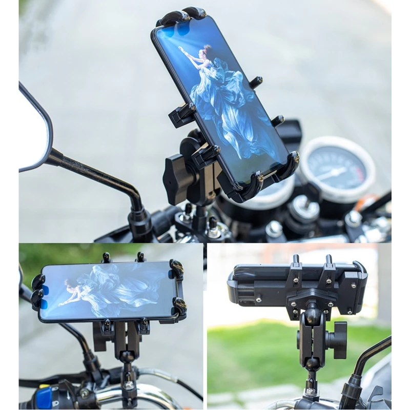 

A01 Universal Motorcycle Bike Mobile Phone Holder Aluminum Bicycle Riding Bracket GPS Mount Handlebar Side Mirror Stand Support
