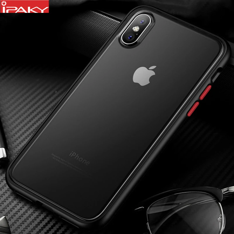 

for iPhone XS Case Magic Shadow IPAKY for iPhone XS MAX Case Colored Buttons Soft Bumper PC Hybrid Shockproof for iPhone XR Case