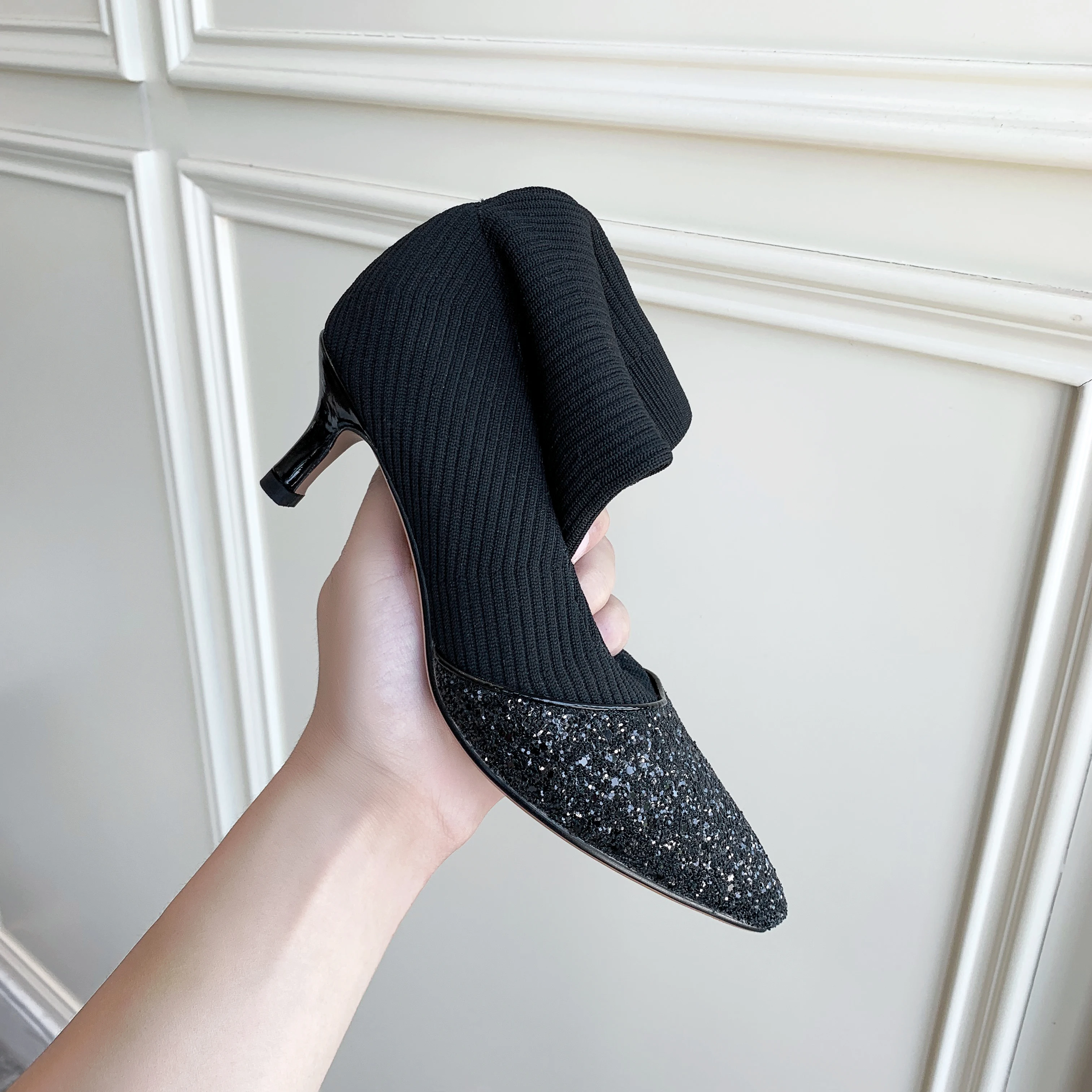 Женские вязаные ботинки-носки Сезон весна-осень 2020 года Пикантные женские