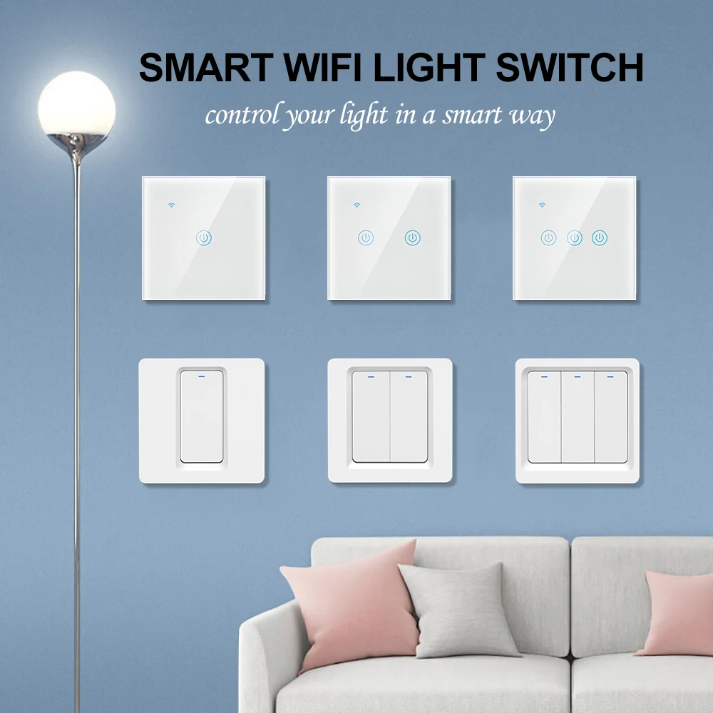 

Wifi Smart Switch EU 2Gang2Way Push Button Smart Light Switch Work with Alexa and Google Assistant ,Needs Neutral Wire