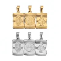 5pcs stainless steel carved jesus christ saint benedict maria cross medal charms necklace pendants for diy jewelry making