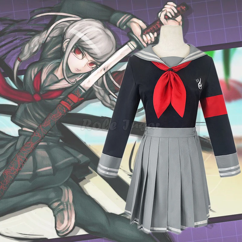 

Anime Cosplay Super Danganronpa Peko Pekoyama Costume For Women Girls School Uniform Halloween Tops+Skirt+Tie Suits C78M111