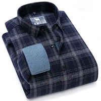mens wool liner fashion shirt thickened long sleeve shirt s 4xl winter warm plaid casual style with buttons for men clothing