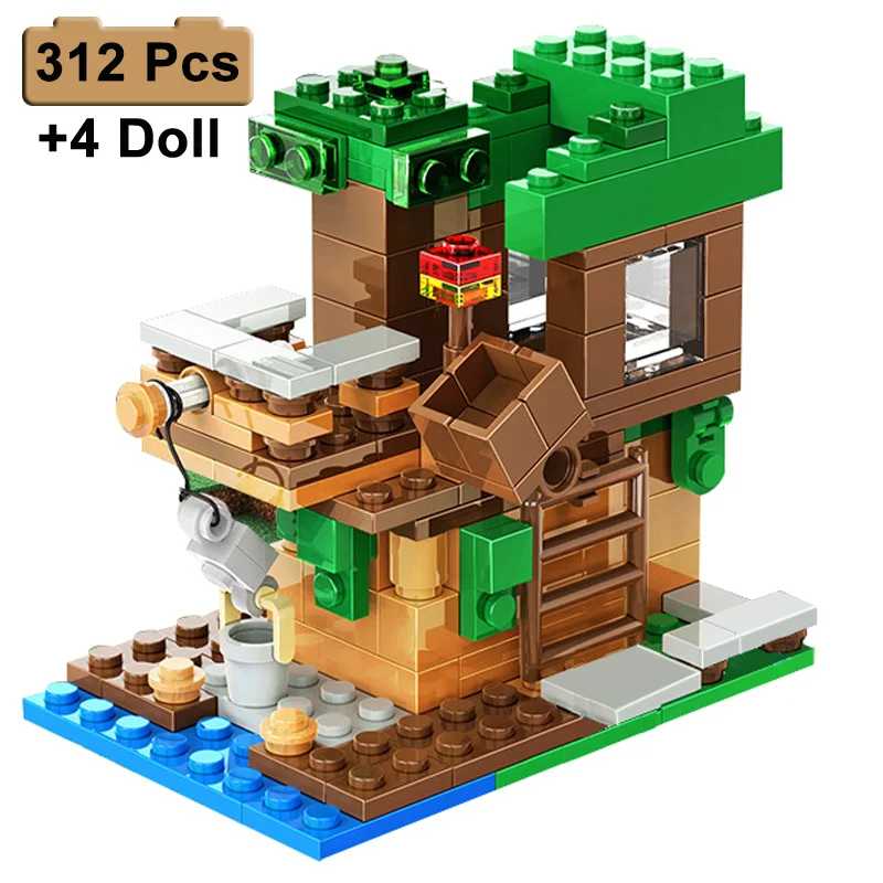 

312Pcs My World Bricks Tree House Set Model Building Blocks Boy Birthday Gift Kids Toys for Children