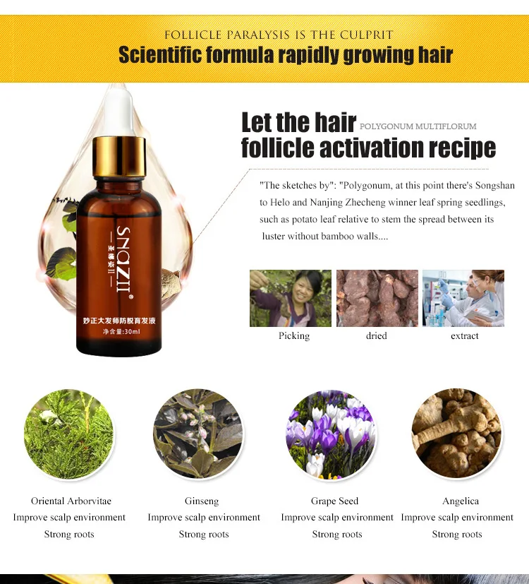 

Natural Plant Essence Hair Growth Ginger Oil Faster Grow Beard Eyelashes Hair Tonic Shampoo Hair Loss Hair Care Serum