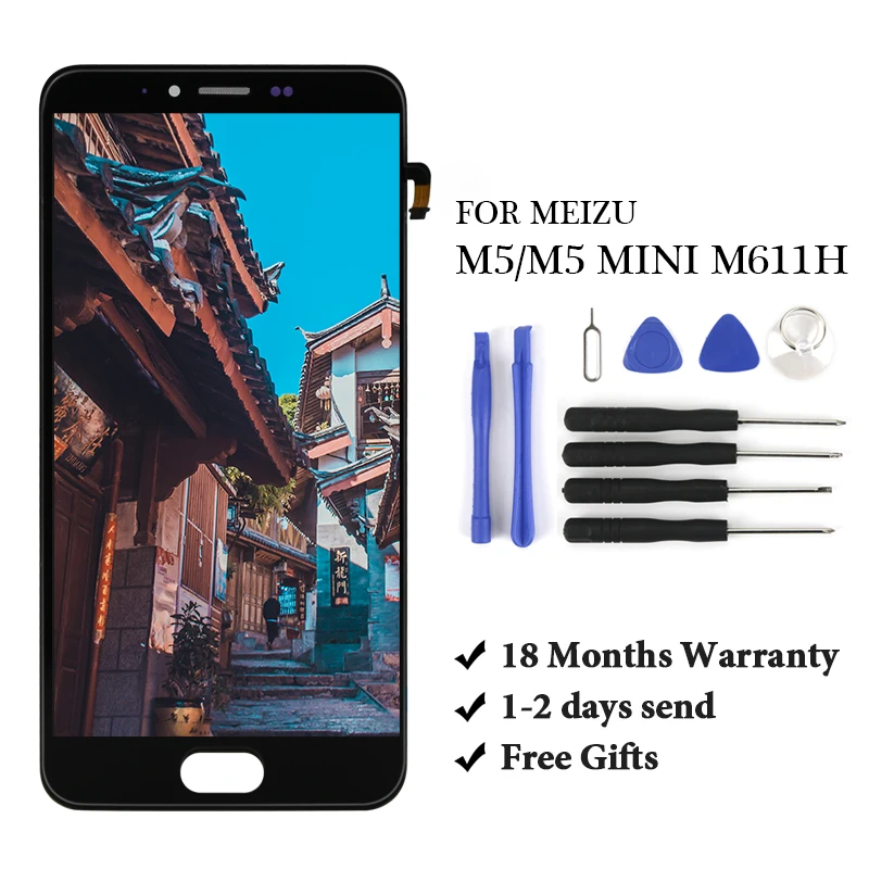 

ЖК-дисплей 5,2 дюйма для Meizu M5,M5 mini M611H, ЖК-дисплей, сенсорный экран + сенсорная панель, дигитайзер с/без рамки, черный цвет