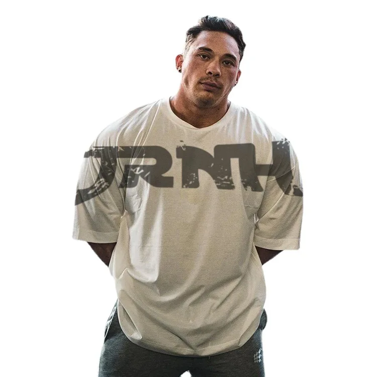 

New Men Cotton Short T-shirt Summer Casual Fashion Gyms Fitness Bodybuilding Workout Male Loose Mens Tees Tops Clothing 2021