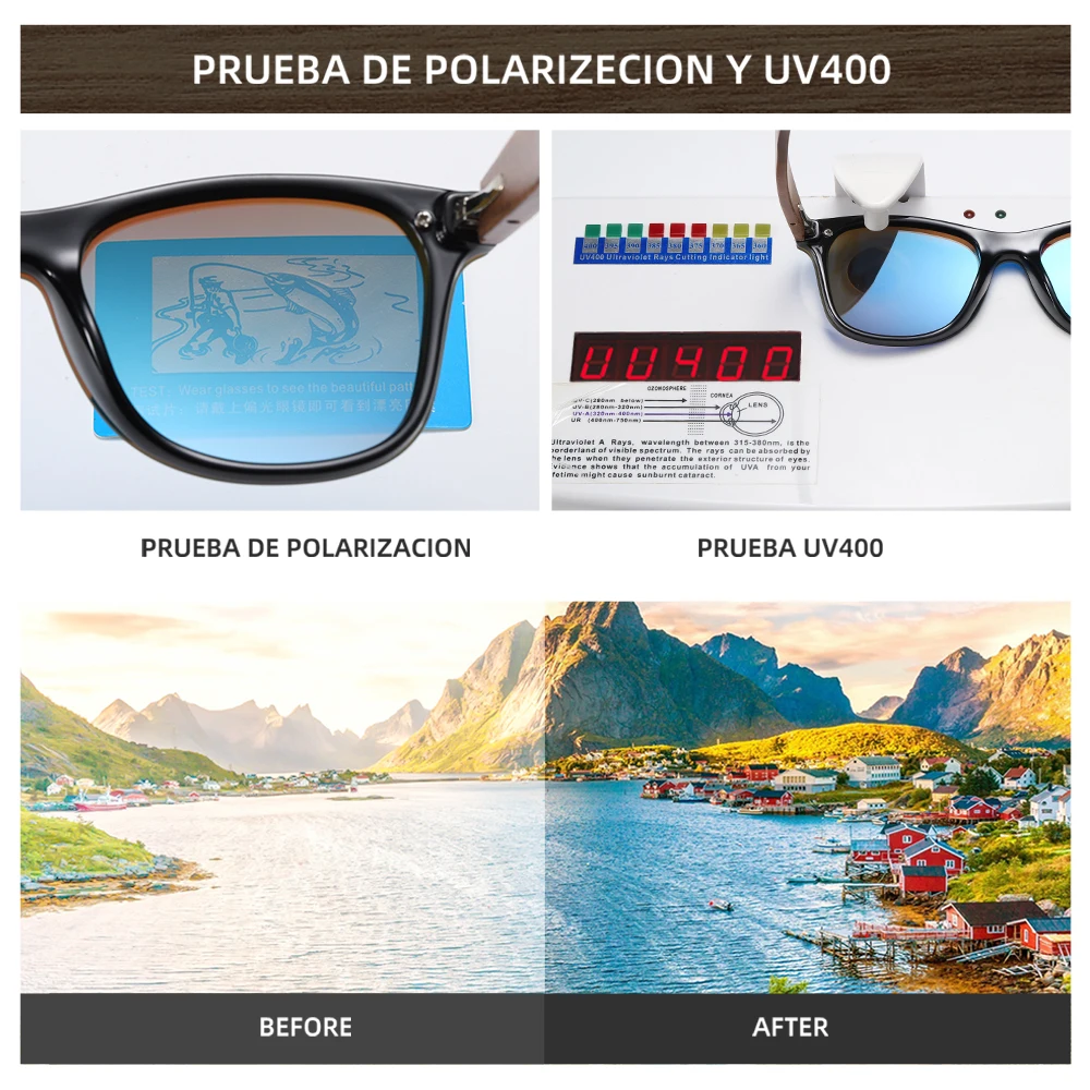 Солнцезащитные очки с деревянными дужками для мужчин и женщин в стиле ретро |