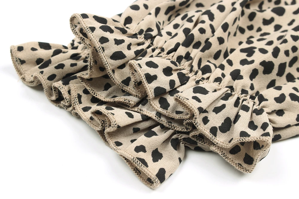 

Dot Print Ruffles Women Blouse Leopard Vintage 2021 Autumn Winter Women Tops O Neck Boho Holidays Long Sleeve T Shirt Streatwear