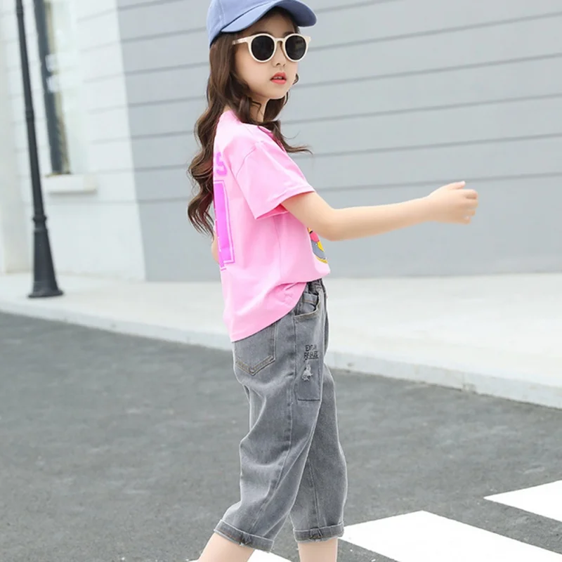 Милая Повседневная футболка с короткими рукавами и рисунком для маленьких