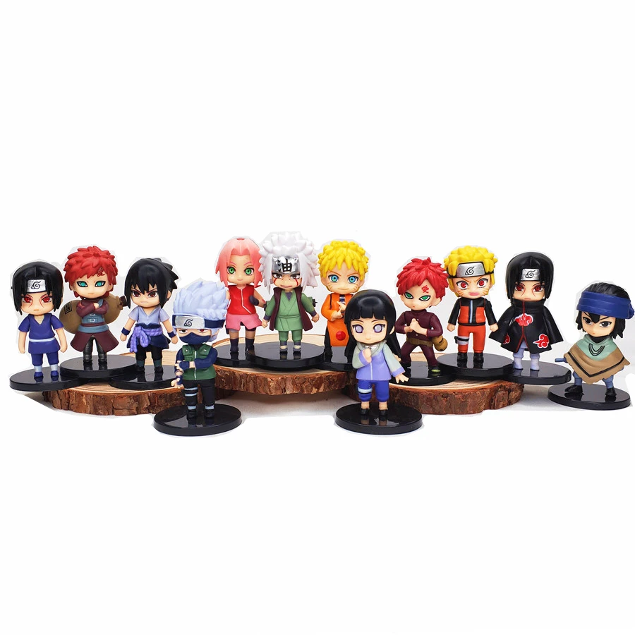 Figuras de acción de Naruto Shippuden, 12 unids/set, 8cm, Hinata, Sasuke, Itachi, Kakashi, Gaara, Jiraiya Q, colección de PVC, juguetes de regalo