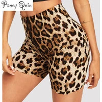 fashion leopard grid print womens shorts cycling casual snake print women cycling high waist shorts femme