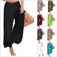 zogaa ladies fashion trousers split solid color casual sports trousers