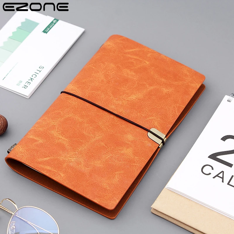 

EZONE A6 Retro Notebook Creative Strap Imitation Leather Portable Notepad Student Stationery For School Agenda Travel Notes Gift