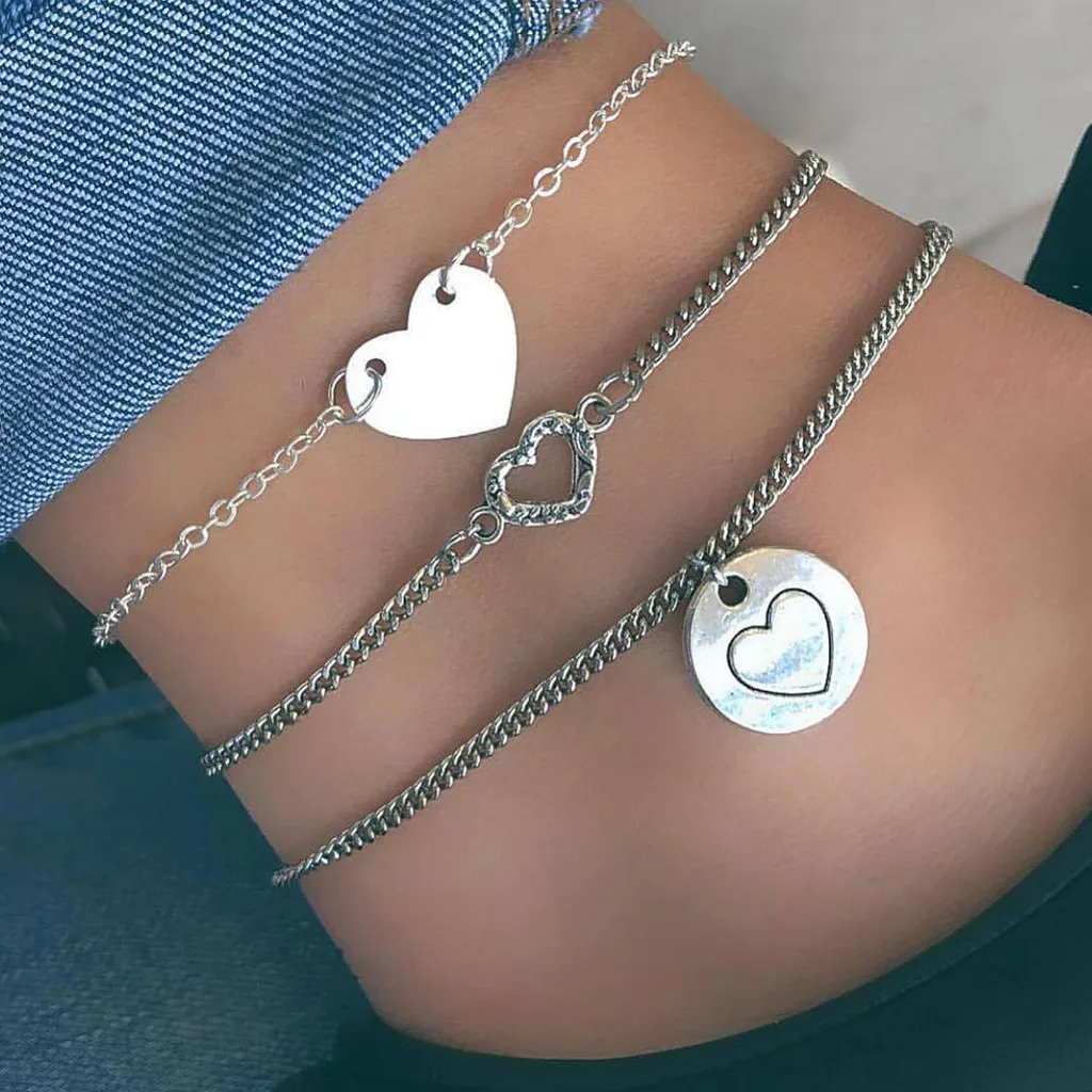 Европейский и американский браслет на ногу в стиле ретро с трехслойной подвеской