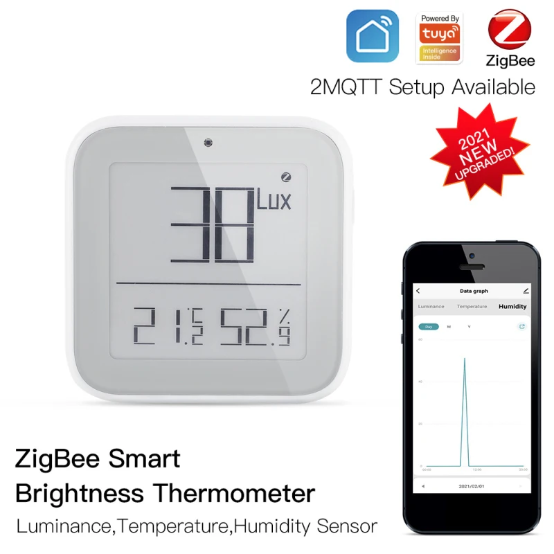 

Tuya Smart Brightness Temperature And Humidity Sensor Indoor Hygrometer Thermometer Detector Support ZigBee Smart Life App