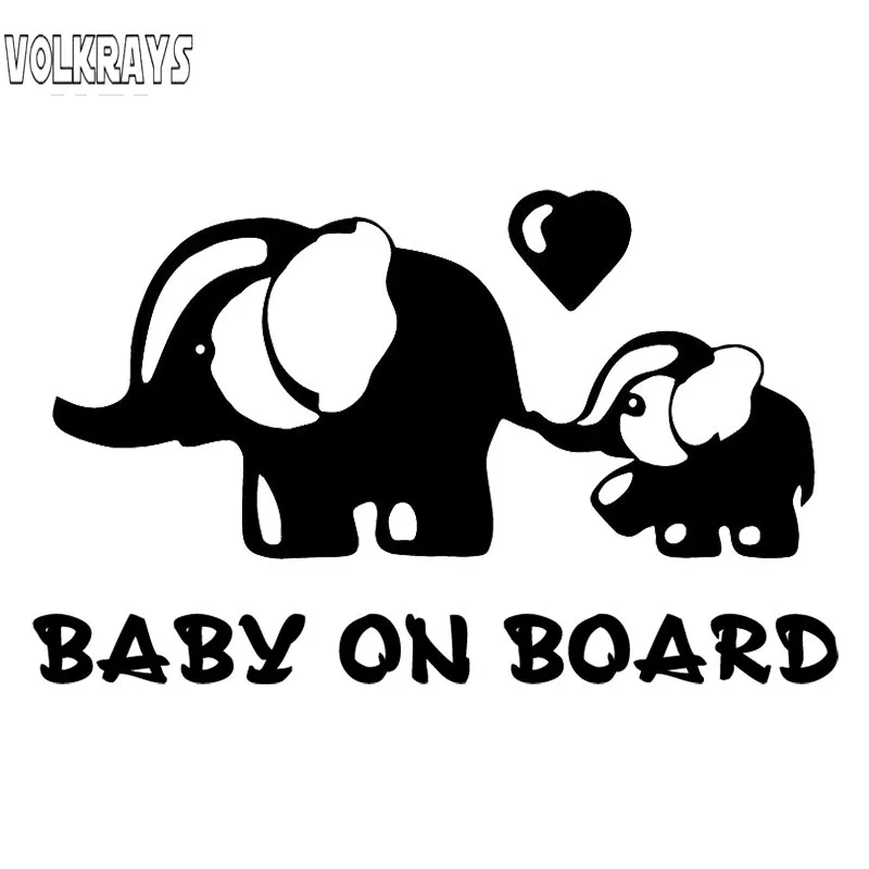 Милая наклейка Volkrays для автомобиля Детская Наклейка на доске со слоном