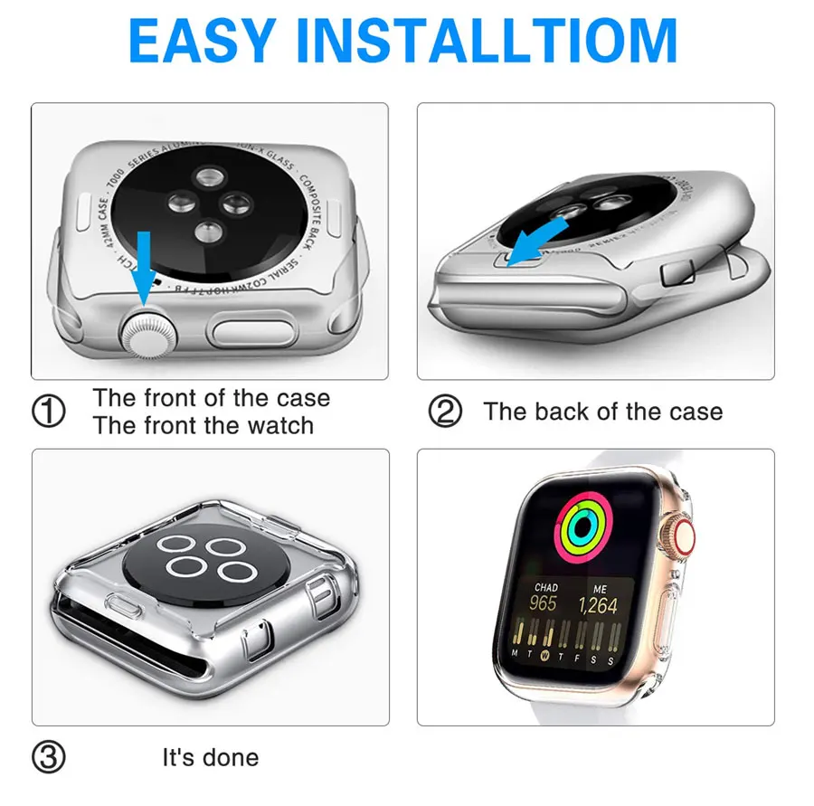 Чехол s для apple watch 4 Чехол iWatch 4 5 44 мм 40 мм 42 мм 38 мм водонепроницаемый ультратонкий защитный чехол для экрана для Ремешки для наручных часов 5 4 3 2