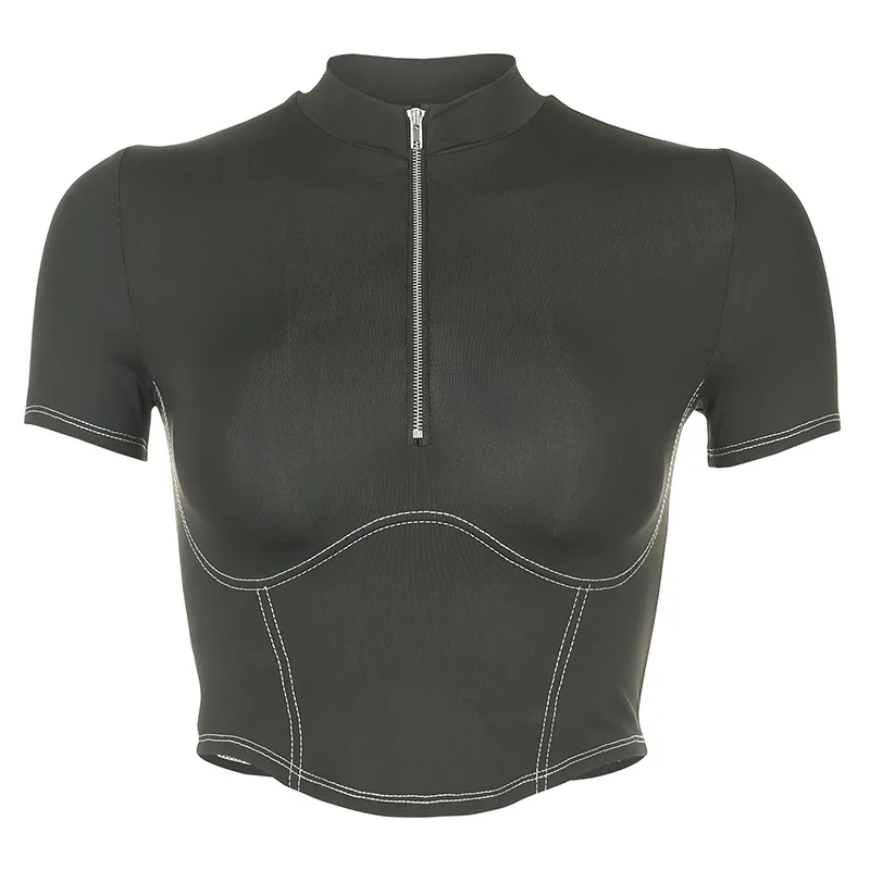 Женская сексуальная рубашка со стоячим воротником с высокой талией укороченная