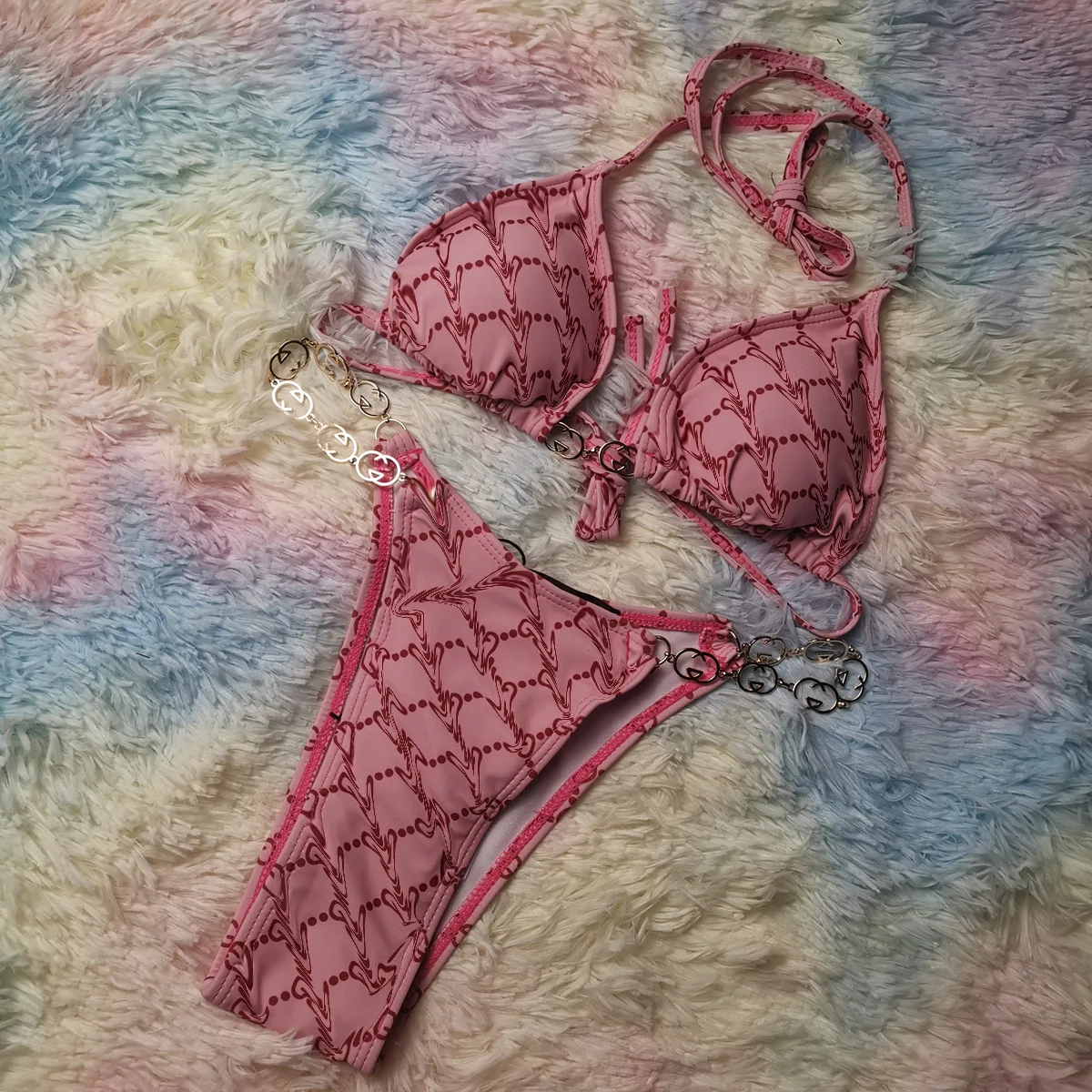 

Designer Bikini 2021 Sexy 2 Piece Set Swimsuit Women See Through Swimwear V Waist See Through String Swimming Suit for Monokini