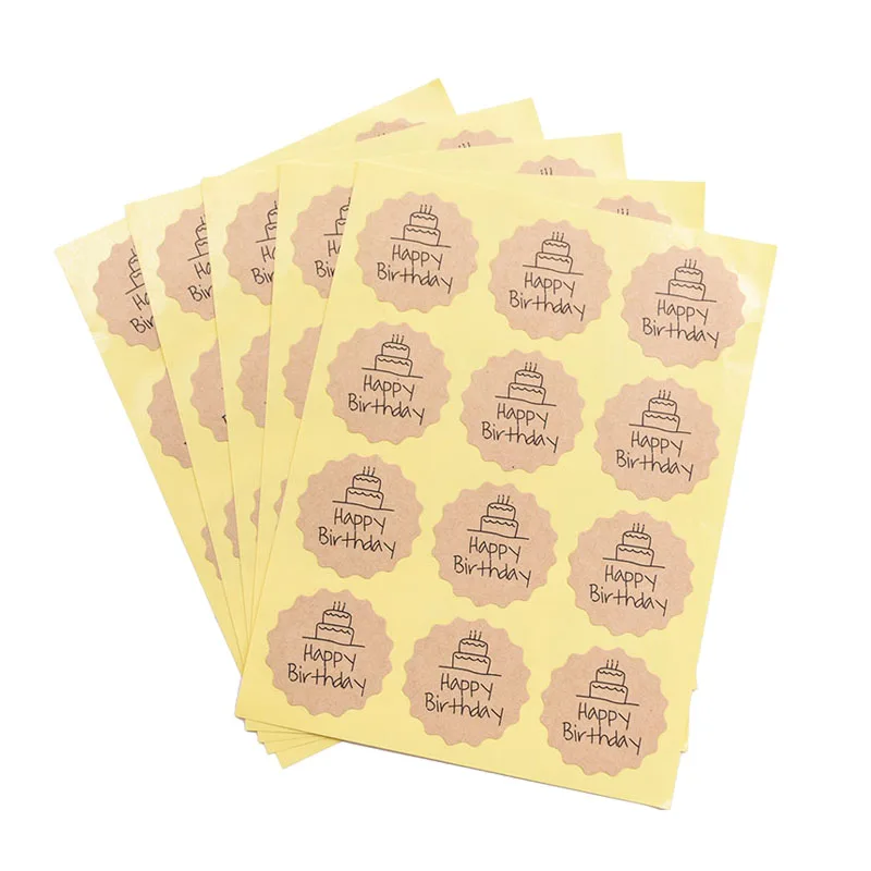 

5 sheets Black White HAPPY BIRTHDAY Sticker Adhesive Kraft Seal Sticker for Birthday Party Decor DIY Baking Gift Label 4 Styles
