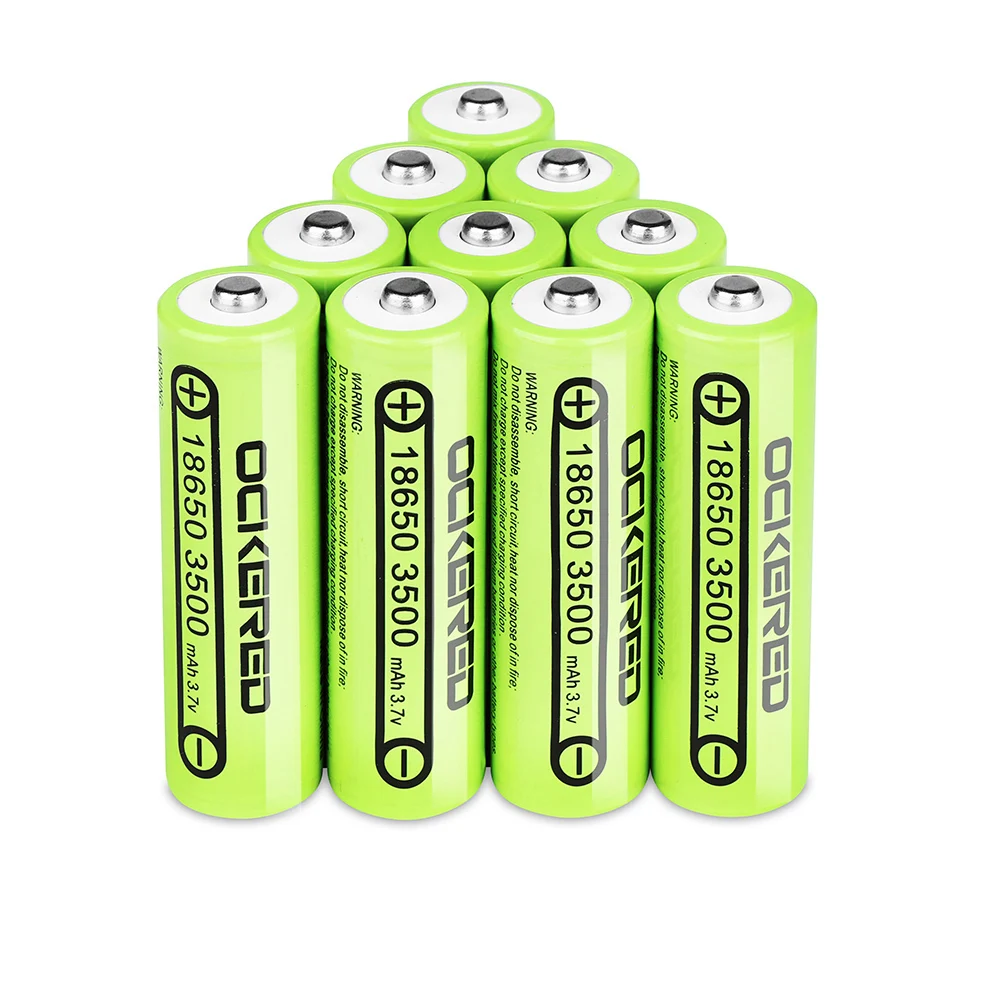 

10PCS Ockered Rechargeable Bettery 18650 3500mAh Li-ion Battery 3.7 mAh 3500V Rechargeable Li-Ion Battery for Flashinglight