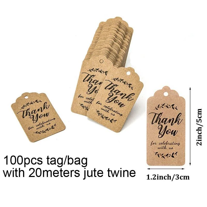 300 шт./упак. крафт бумага ярлыки для подарков спасибо что отмечали с нами ручной