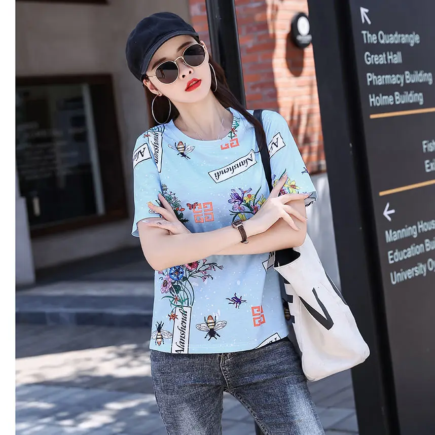 

Striped T-shirt Korean T-shirt Style Top Crop Top Blouses Women's Summer 2020 New Retro Hong Kong Top Women Short Sleeve Collar