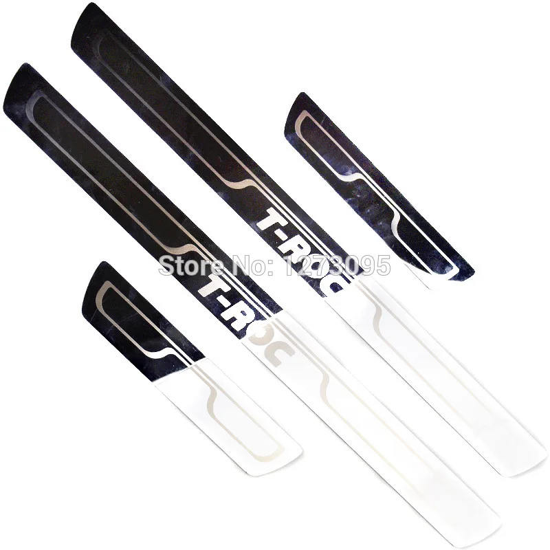Chrome Glossy Для Volkswagen/Vw T-ROC T ROC TROC A11 карбоновая Накладка на порог для двери, защитные накладки, аксессуары для стайлинга автомобилей - Цвет: Chrome Glossy