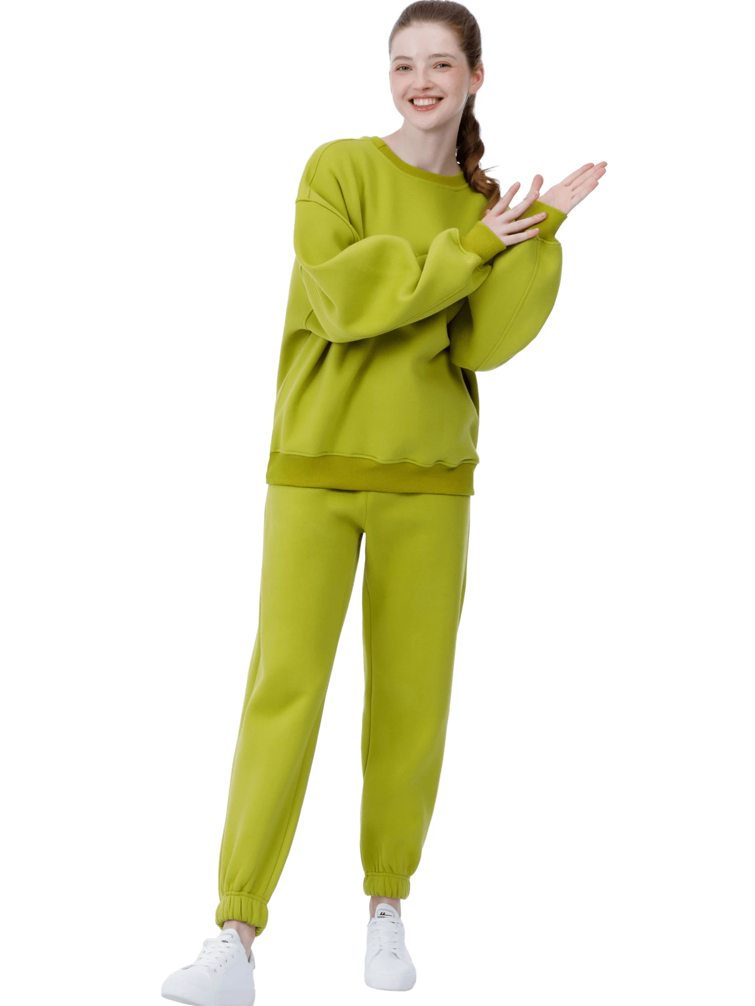 Повседневный однотонный спортивный костюм для женщин комплект из 2 предметов