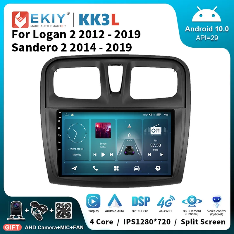 

EKIY KK3L Android Car Radio For Renault Logan 2 2012 - 2019 Sandero 2 2014 - 2019 Navigation GPS Carplay Multimedia Video Player