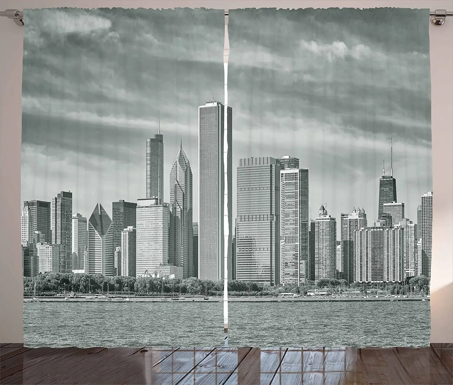 

Chicago Skyline Blackout Curtains for Living Room Bedroom Kitchen Window Treatments Curtain Home Decoration Drapes