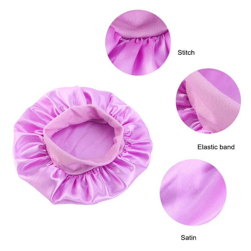 

Fashion Unisex Baby Hats Solid Wide-Brimmed Sleeping Hat Night Sleep Cap Hair Care Bonnet Nightcap Children Elastic Round Caps