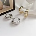 Минималистичные серьги-кольца золотого и серебряного цвета, металлические круглые серьги, простые темпераментные изысканные для женщин и девочек