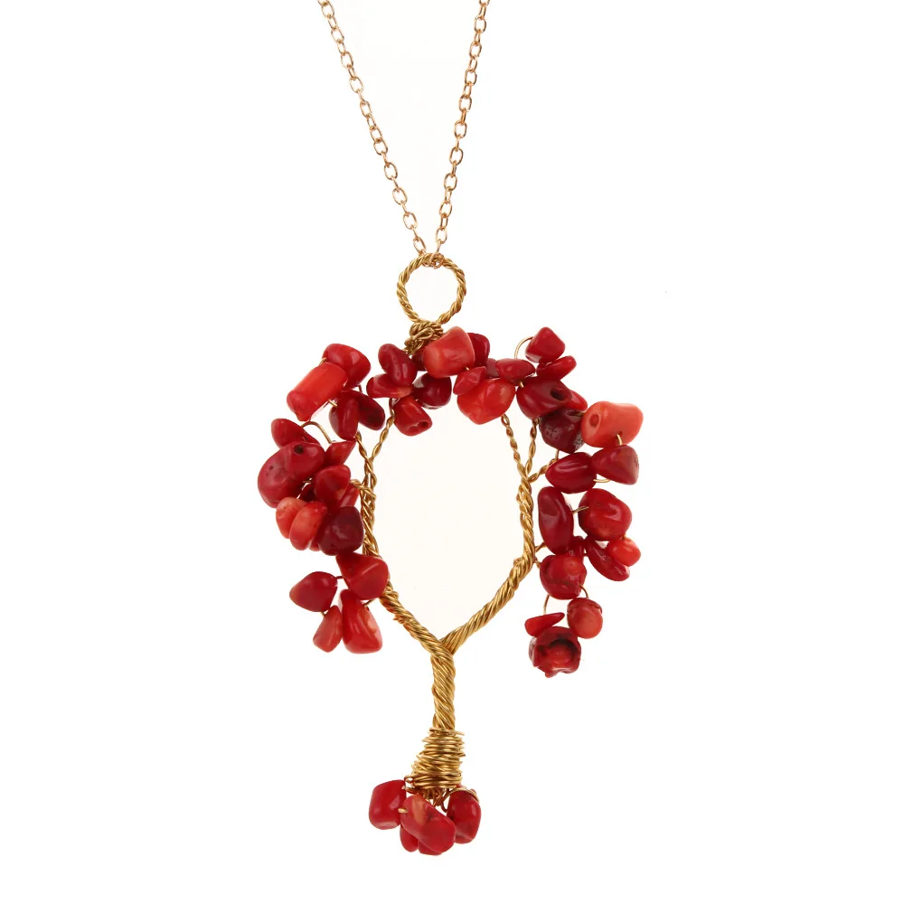 

12pcs 7 Chakra Natural Stone Quartz Tree of Life Pendant for Women Healing Crystal Necklace Pendants Reiki Jewelry Making