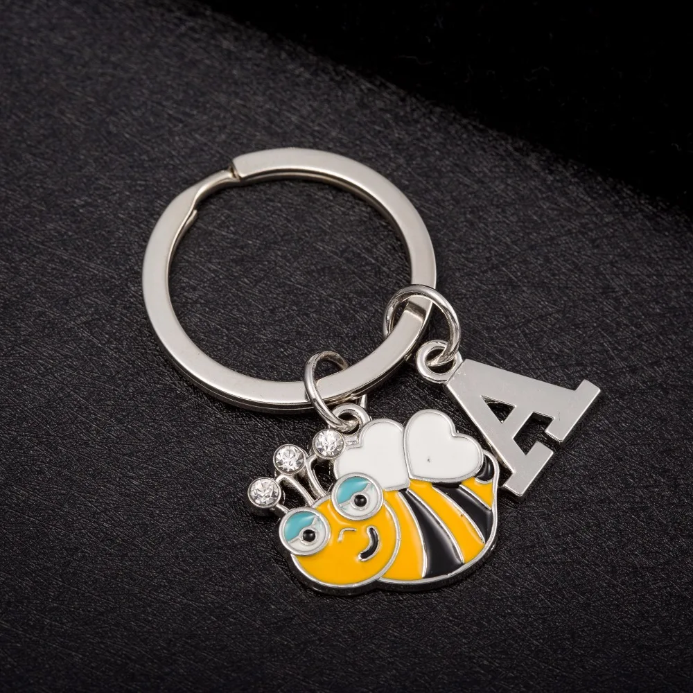 Fishhook эмалированный милый Кристалл пчела животное очарование с 26 буквами брелок