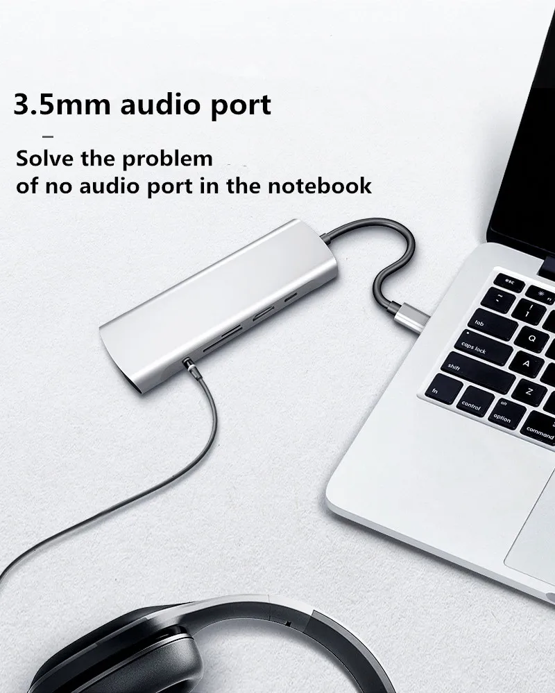 Тип c к hdmi концентратор адаптер типа c к vga RJ45 3,5 мм, AUX, разъем с SD TF PD jack usb3.0 концентратор адаптер для MacBook pro Xiaomi