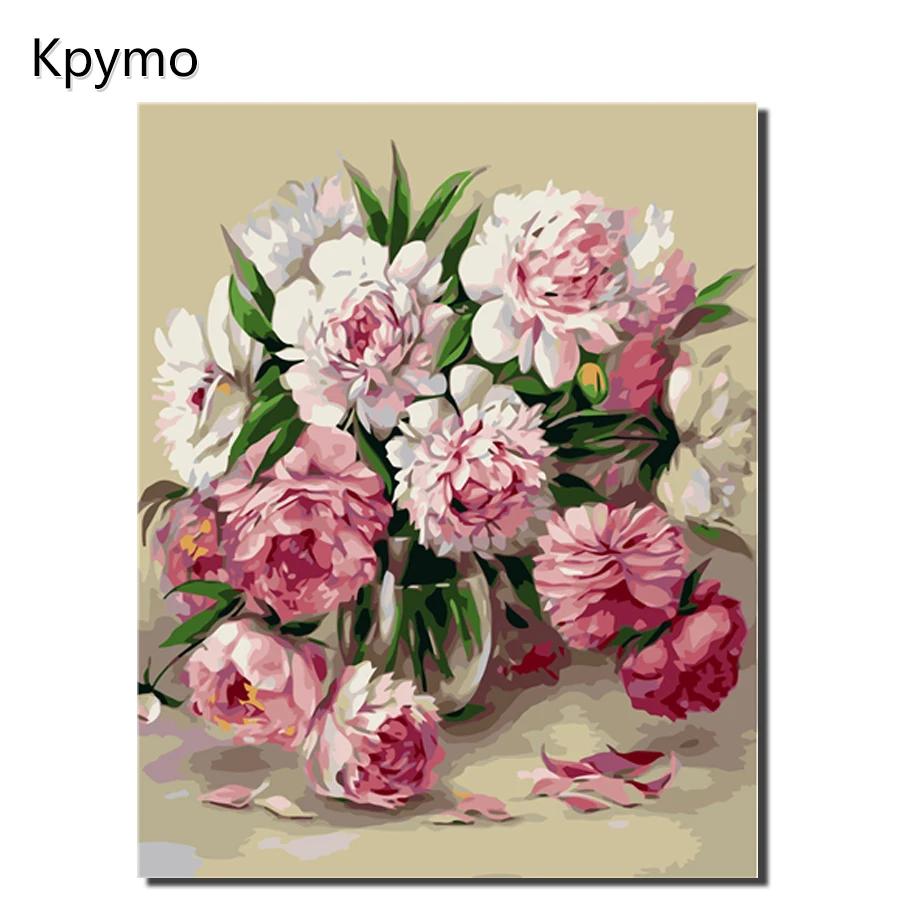 Современные цветы безрамный пион сделай сам краска по номерам настенная