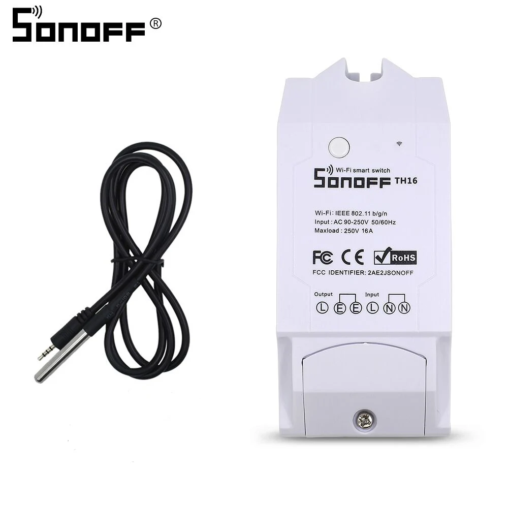 TH16 and ds18b20 SONOFF TH16 Wifi переключатель SI7021 DS18B20 датчик AL560 расширение мониторинга температуры и влажности Зонд 15A таймер Google Home Alexa - Комплект: TH16 and ds18b20
