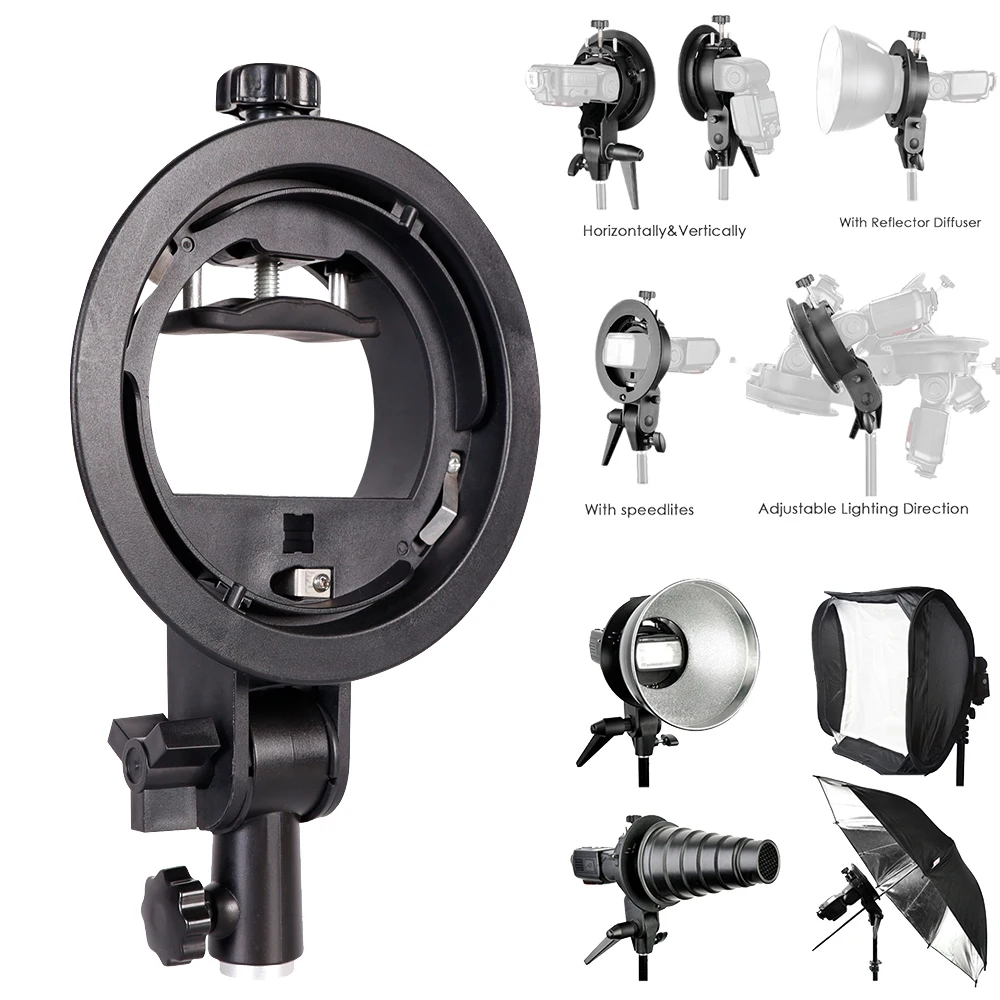 

Новейший кронштейн S-Type, ручной держатель Bowens S, крепление Holde для Speedlite Flash Snoot Softbox Beauty Dish Honeycomb для вспышки Godox