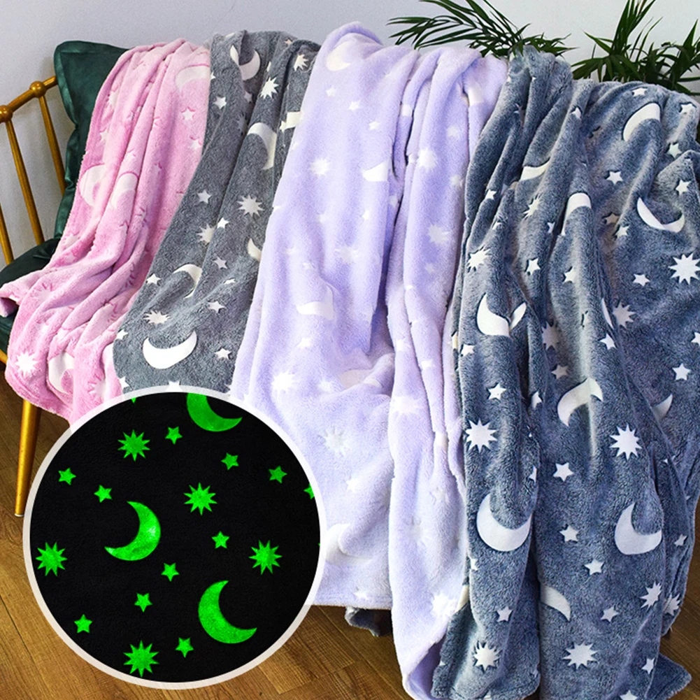 

Luminous Warm Flannel Blankets Night Fluorescent Geometric Print Sheet Sofa Throw Bedspread Children's Siesta Leisure Coverings