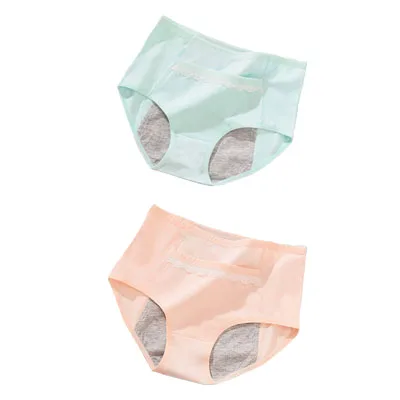 Тёмно-синий 2pcs/Set Cotton Physiological Period Leak Proof Menstrual Panties Breathable Seamless Soft High Quality Women Underwear Breifs - Цвет: Тёмно-синий