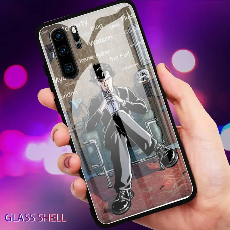 

SHERLOCK DETECTIVE Phone Case For Huawei P9 10Plus 20PRO P30 Lite Back Cover Tempered Glass Cases For NOVA 3E Series
