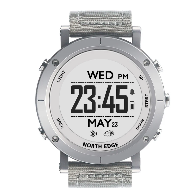 Silver Умные часы для мужчин, спортивные часы для улицы, водонепроницаемые, 50 м, gps, альтиметр, барометр, термометр, компас, высота, дайвинг, Северный край - Цвет: Silver